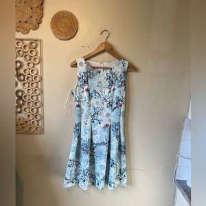 Luna small midi polyester floral aqua dress….